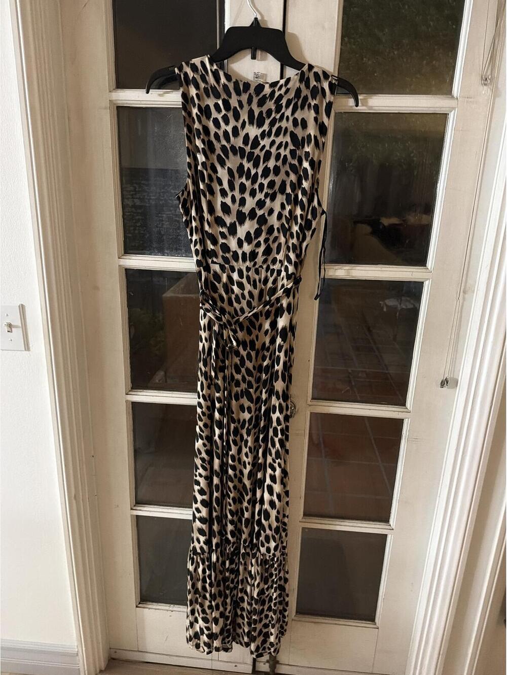 INC International Concepts Leopard Print Sleeveless Wrap Maxi Dress Size M - Picture 4 of 5